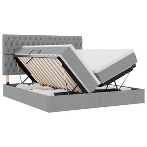 vidaXL Легло с място за съхранение Светлосиво 180 x 200 cm Текстил