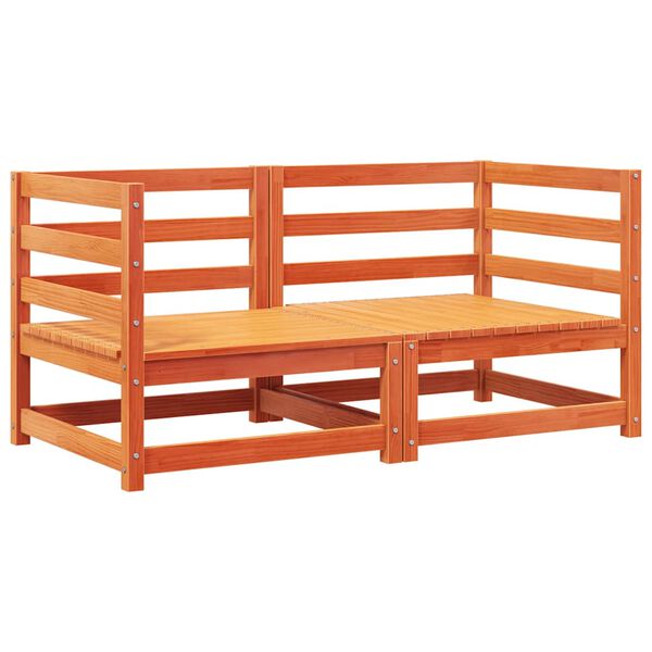 vidaXL Градински диван ъгъл 2 бр с възглавници восъчнокафяв бор масив