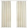 vidaXL Затъмняващи завеси с куки, 2 бр, кадифе, кремави, 140x175 см