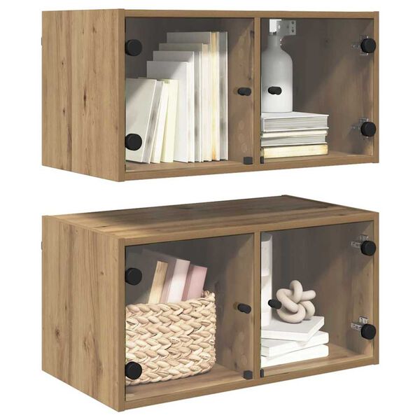 vidaXL Стенни шкафове 2 pcs Дъб 68 x 37 x 35 см Инженерно дърво
