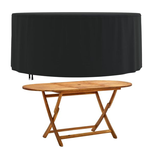 vidaXL Калъф за градинска мебел кръгъл черен Ø 182x71 см 420D Оксфорд