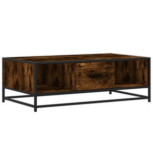 vidaXL Кафе маса, опушен дъб, 100x57x35 см, инженерно дърво и метал