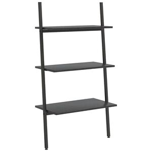 vidaXL Етажерка стълба с 3 рафта черна 64x34x116 см