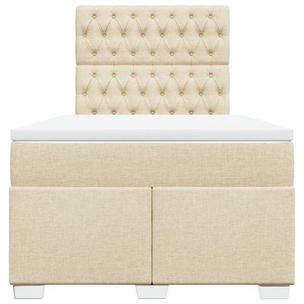 vidaXL Боксспринг легло с матрак, кремаво, 120x190 см, плат