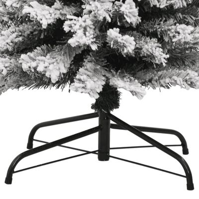 vidaXL Тънка изкуствена коледна елха с флокиран сняг зелена 240 см PVC