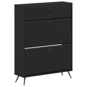 vidaXL Шкаф за обувки BREDA 78 x 24 x 103 см Инженерна дървесина Черно