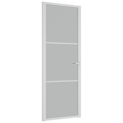 vidaXL Интериорна врата 76x201,5 см бял мат ESG стъкло и алуминий