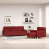 vidaXL Комплект дивани от 3 части с възглавници, виненочервен, текстил