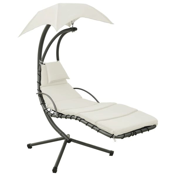 vidaXL Градински люлеещ се стол, кремаво/сиво, 190x90x200 см, текстил