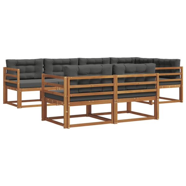 vidaXL Комплект дивани за открито 7 pcs Натурален и Антрацит
