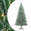 vidaXL Изкуствена коледна елха със сняг и LED светлина 210 cm