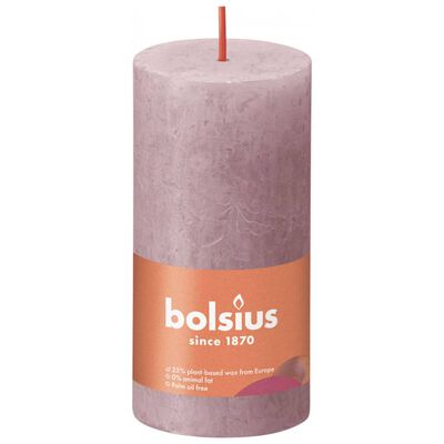 Bolsius Рустик колонни свещи Shine, 8 бр, 100x50 мм, пепел от рози
