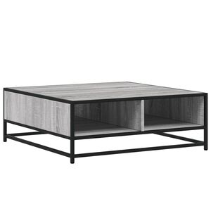 vidaXL Кафе маса, сив сонома, 80x80x30 см, инженерно дърво и метал