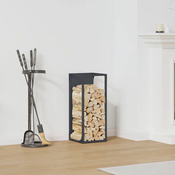 vidaXL Стойка за дърва за огрев Антрацит 25x25x60 cm