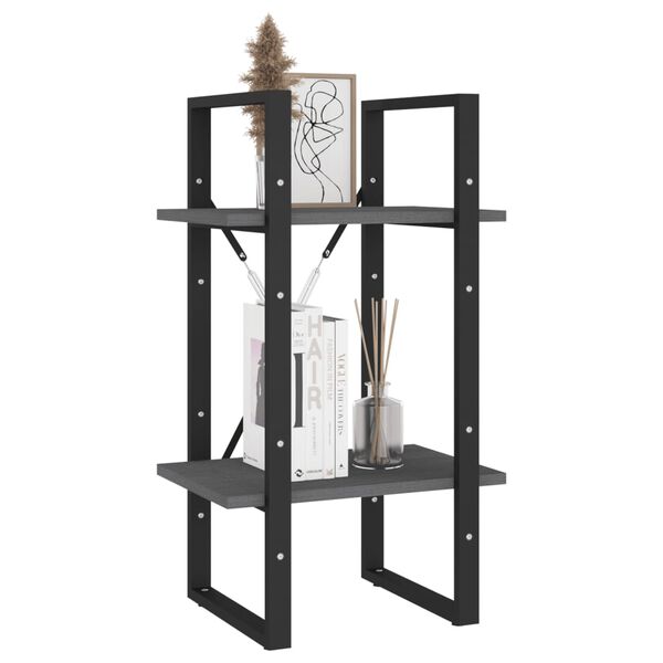 vidaXL 2-етажна библиотека, сива, 40x30x70 см, борово дърво масив