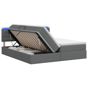 vidaXL LED легло за съхранение с матрак Тъмносиво 180 x 200 cm Текстил