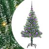 vidaXL Изкуствена коледна елха със сняг и LED светлина 120 cm