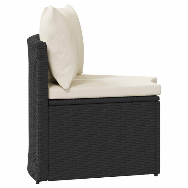 vidaXL Градински комплект с възглавници, 2 части, черен полиратан