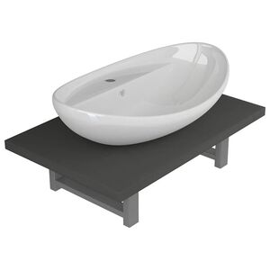 vidaXL Комплект мебели за баня от две части, керамика, сив