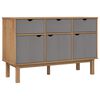 vidaXL Сайдборд OTTA, кафяво и сиво, 114x43x73,5 см, бор масив