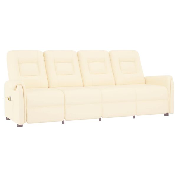 vidaXL 4-местен масажен реклайнер, кремаво, изкуствена кожа