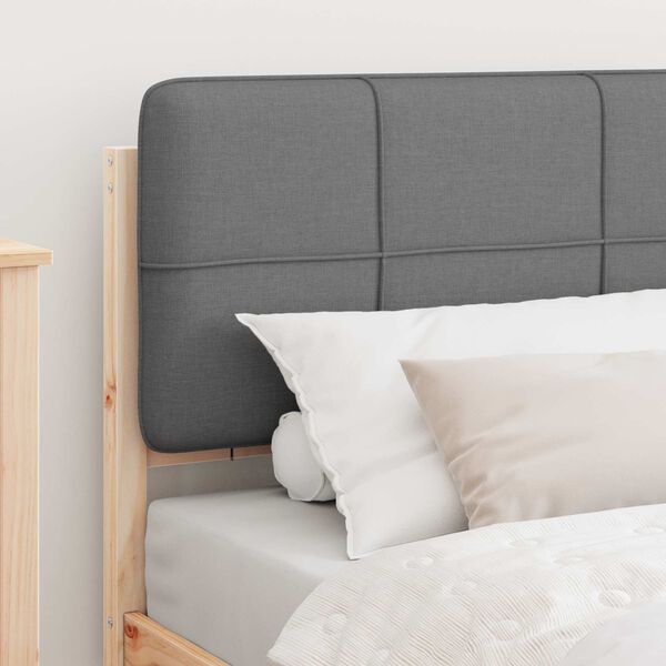 vidaXL Леглова рамка с тапицирана гръбна част Светлосиво 90 x 190 cm