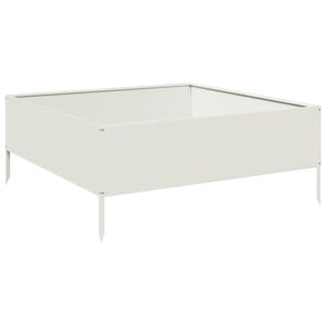 vidaXL Градинско повдигнато легло, бяло, 100x100x41 см, стомана