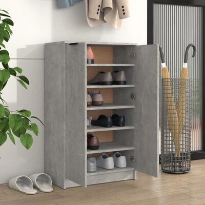 vidaXL Шкаф за обувки, бетонно сив, 59x35x100 см, инженерно дърво
