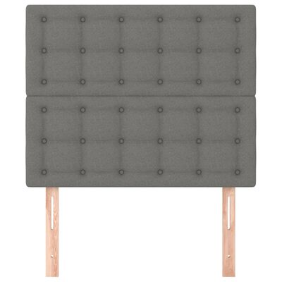vidaXL Горни табли за легло, 2 бр, тъмносиви, 80x5x78/88 см, плат