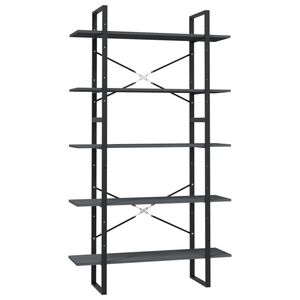 vidaXL 5-етажна библиотека, сива, 100x30x175 см, борово дърво масив