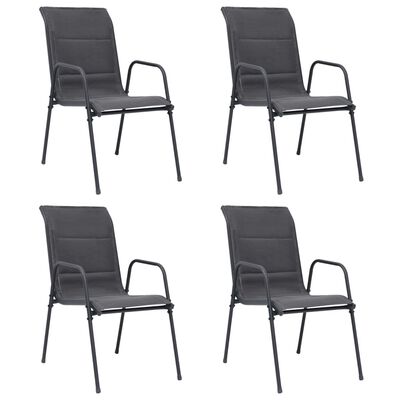 vidaXL Стифиращи градински столове 4 бр стомана и Textilene антрацит