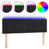 vidaXL LED горна табла за легло, черна, 144x5x78/88 см, кадифе