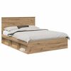 vidaXL Рамка за легло Дъб Артизан 150 x 200 cm Солидно борово дърво