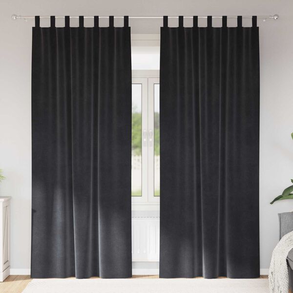 vidaXL Затъмняващи завеси 2 pcs Тъмен сив 140 x 260 cm Кадифе