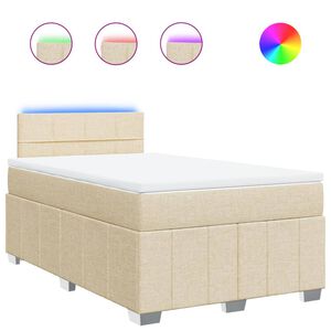 vidaXL Боксспринг легло с матрак, кремаво, 120x200 см, плат