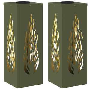 vidaXL Соларна LED светлина за пътека 2 pcs Маслинено зелено