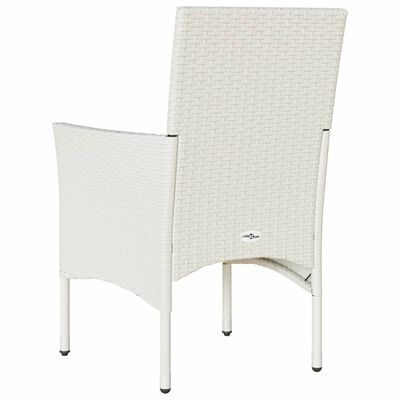 vidaXL Градински столове с възглавници, 2 бр, полиратан, бели