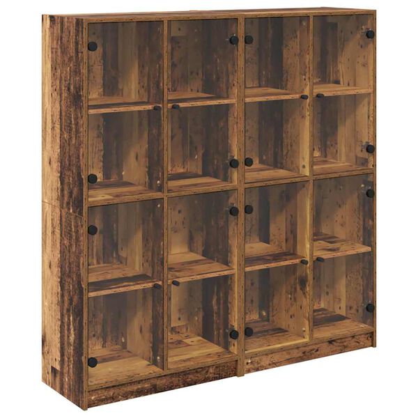 vidaXL Висок шкаф 2 pcs Старо дърво 68 x 37 x 142 см Инженерно дърво