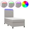 vidaXL Боксспринг легло с матрак и LED, светлосиво, 90x200 см, плат