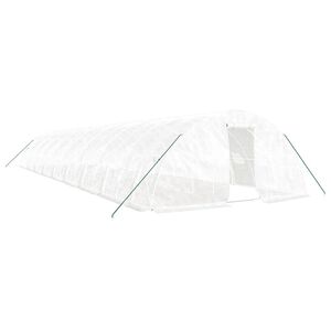 vidaXL Оранжерия със стоманена рамка бяла 90 м&sup2; 18x5x2,3 м