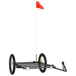 vidaXL Ремарке за велосипед, черно, 135x68x37 см, желязо