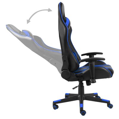 vidaXL Въртящ геймърски стол, син, PVC