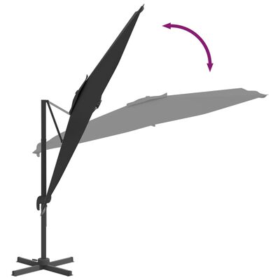 vidaXL LED конзолен чадър, черен, 400x300 см