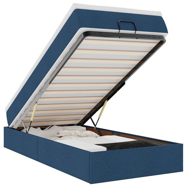 vidaXL Османска легло с матрак, синьо, 100x200 см, плат
