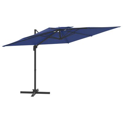 vidaXL Конзолен чадър с двоен покрив, лазурносин, 300x300 см
