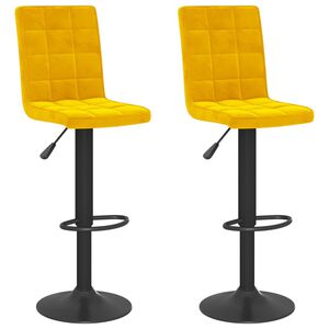 vidaXL Бар табуретки, 2 бр, горчица, кадифе