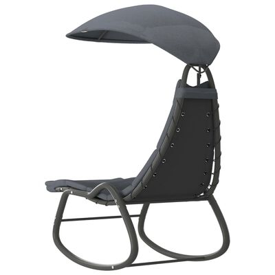 vidaXL Градински люлеещ се стол, сив, 160x80x195 см, текстил