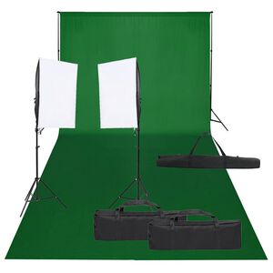 vidaXL Фотографски комплект за студио с комплект лампи и фон
