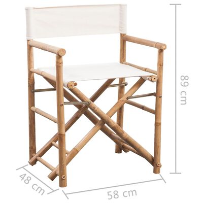 vidaXL Сгъваем режисьорски стол, 2 бр, бамбук и плат