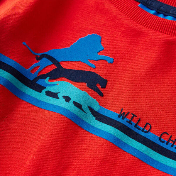 Детска тениска с дълъг ръкав, червена, 128